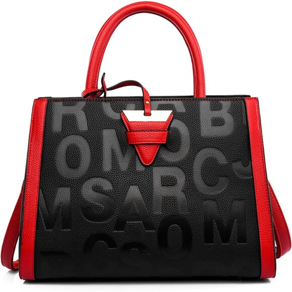 Luxury Vegan Leather Tote Bag for Women Large Crossbody Purse with Organizer Bla